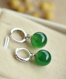 peopleterritory Handmade Green Sterling Silver Agate Drop Earrings TW1041