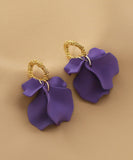 peopleterritory Handmade Purple Floral Alloy Acrylic Hoop Earrings LY1803