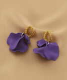 peopleterritory Handmade Purple Floral Alloy Acrylic Hoop Earrings LY1803