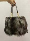 peopleterritory Real Silver Fox Fur Messenger Bags F3669