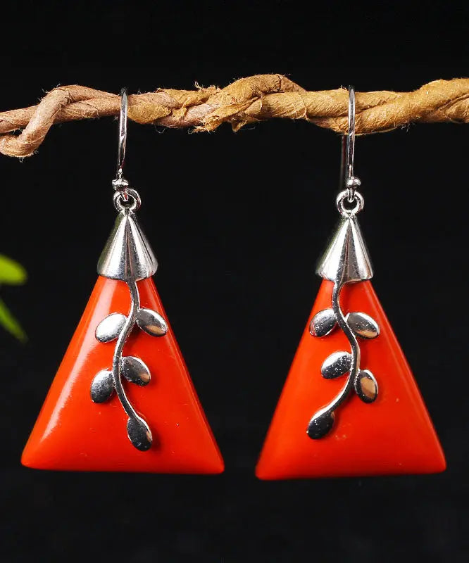 peopleterritory Sterling Silver Cinnabar Drop Earrings