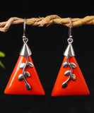 peopleterritory Sterling Silver Cinnabar Drop Earrings