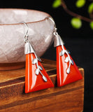 peopleterritory Sterling Silver Cinnabar Drop Earrings