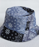 peopleterritory Modern Black Print Patchwork Bucket Hat LY516