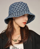 peopleterritory Modern Blue Plaid Patchwork Cotton Cowboy Hat LY535