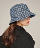 peopleterritory Modern Blue Plaid Patchwork Cotton Cowboy Hat LY535