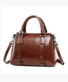 peopleterritory Modern Brown Versatile Calf Leather Tote Handbag ZX1020