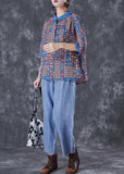 peopleterritory Modern Oversized Print Cotton Shirts And Denim Pants Two Pieces Set Summer TD1014