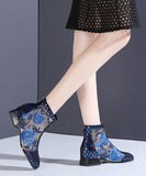 peopleterritory New Blue Hollow Out Breathable Mesh Splicing Ankle Boots RT1065