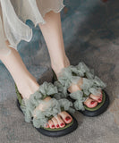 peopleterritory New Green Tulle Bow Splicing Walking Sandals RT1056