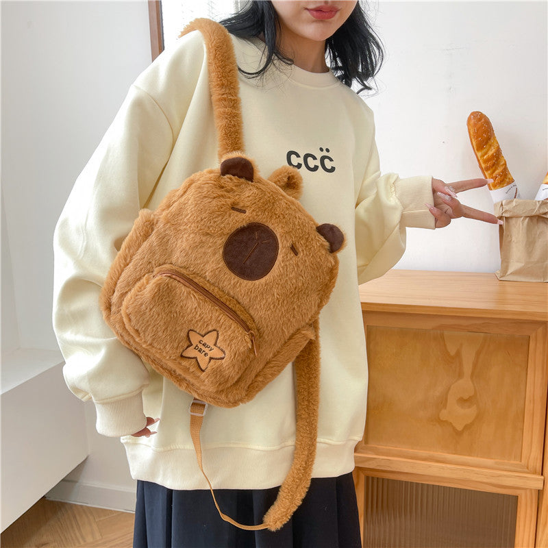 Small Sweet Potato Hot-Selling Capybara Plush Backpack Cartoon Cute Little Backpack Student Schoolbag Toy Bag