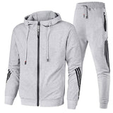 Cross-Border Trend Air Layer Waterproof Zipper Sweatshirt and Sweatpants Two-Piece Men's Sports Suit Light Board Factory Wholesale