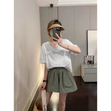 peopleterritory Retro Chic Hong Kong Style Leisure Shorts Women's Summer Versatile High Waist Korean Style Loose Casual Straight-Leg A- line Waist Hot Pants