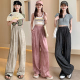 peopleterritory Niche Tie-Dyed Wide-Leg Pants Women's Summer High Waist Draping Sun Protection Casual Japanese Cotton Linen Idle Style Linen Yamamoto Pants