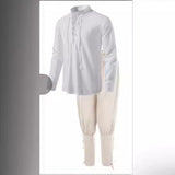 Men's Long Sleeve   Cotton and Linen Suit Four-Piece Casual Beach Stand Collar Shirt European Size Wide