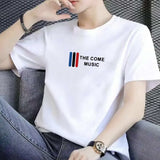 Loose Short Sleeve T-shirt Top Printed round Neck Trend Korean Men's Inner Wear Summer Half Sleeves plus Size Bottoming Shirt