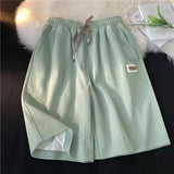 New Ice Silk Casual Pants Men's Summer Thin Casual ins Draping Trendy Embroidery Straight Shorts