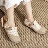 peopleterritory Old Beijing Cloth Shoes Women Chinese-Style Linen Slip-on Flat round Toe Women's Ethnic Style Retro Fisherman Big Head Shoes