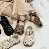 peopleterritory  Summer  New Children's Shoes Girls' Sandals Fashion Closed Toe Shoes Korean Weaving Children's Semi-Sandals