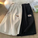 New Ice Silk Casual Pants Men's Summer Thin Casual ins Draping Trendy Embroidery Straight Shorts