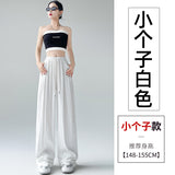 peopleterritory Real Shot Ice Silk Cotton Linen Wide Leg Pants Women Summer High Waist Drooping Straight Loose Casual Sun-Proof Straight-Leg Pants Yamamoto Pants