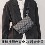 peopleterritory  Upgraded Plaid Backpack Chest Bag Street Phone Bag Men's Bag Korean Style Crossbody Bag Small Square Bag Shoulder Bag Fashion