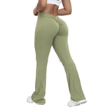 peopleterritory HOT and NEW Cross Border  Peach Bell-Bottom Pants Women's Yoga High Waist Hip Lift Tights Wide Leg Fitness Pants Women's Clothing