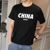 Shawn Yue Summer Cotton Short Sleeve T-shirt White for Men Casual Simple Letter Crew Neck Ins Fashion Brand Hong Kong Style Top Men