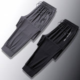 High-End Ice Silk Sports Pants Men's Summer Thin Stretch Breathable Quick-Drying Straight Loose plus Size Running Skinny Trousers