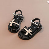 peopleterritory  Girls' Sandals 7-12 Western Style  Summer New  Style Bow Princess Shoes Lightweight Soft Sole Children's Sandals