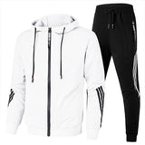 Cross-Border Trend Air Layer Waterproof Zipper Sweatshirt and Sweatpants Two-Piece Men's Sports Suit Light Board Factory Wholesale