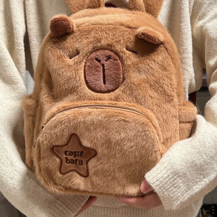 Student Class Schoolbag Capabala Plush Capybara Bag Casual All-Matching Fur Bag Large Capacity Backpack