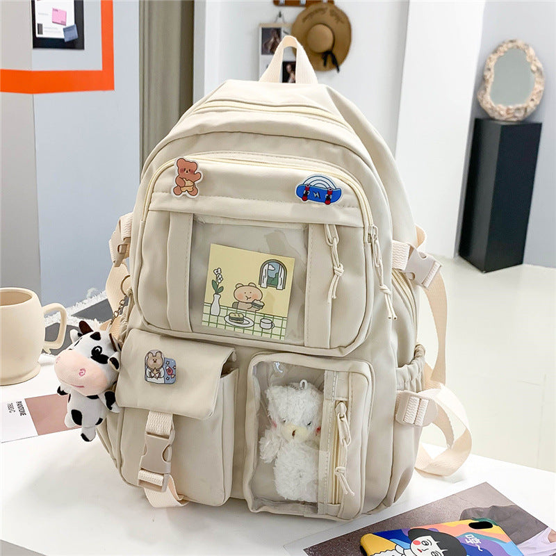 Backpack Women's Korean-Style Harajuku Ins Style Simple Junior School Backpack Trendy Fashion Junior High School High School and College Schoolbag