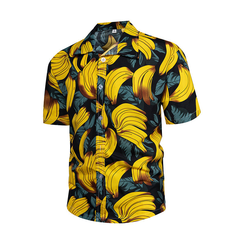 Hawaiian Style Seaside Floral Beach Summer Thin Trendy Loose Leisure Vacation Shirt Printed Shirt Men's Short Sleeve