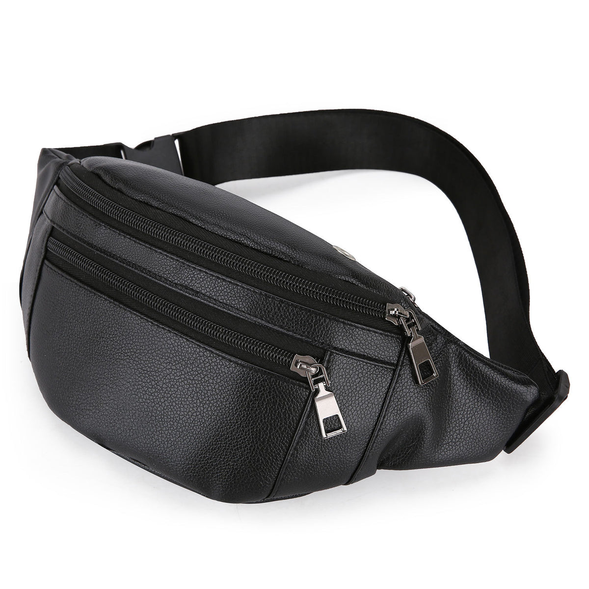 peopleterritory  Cross-Border New Arrival Pu Men's Business Casual Waist Bag Outdoor Riding Travel Cowhide Texture Large Capacity Crossbody Bag