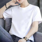 Loose Short Sleeve T-shirt Top Printed round Neck Trend Korean Men's Inner Wear Summer Half Sleeves plus Size Bottoming Shirt