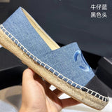 peopleterritory C Home  Spring Style Classic Style Fisherman Shoes Slip-on Lazy Flat Canvas Woven Casual Pumps Women