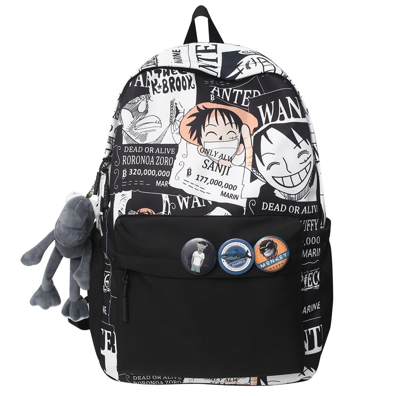 peopleterritory  Street Fashion Printed Student Schoolbag Casual Junior High School Mid-Fashion Cool Male Student Anime Backpack Large Capacity Backpack Male