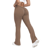 peopleterritory HOT and NEW Cross Border  Peach Bell-Bottom Pants Women's Yoga High Waist Hip Lift Tights Wide Leg Fitness Pants Women's Clothing