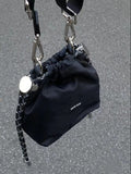 peopleterritory 2022 Popular Bag High-Grade Single Shoulder Crossbody Nylon Bag Chain Niche Unique Small Bag Drawstring Bucket Bag