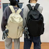 Backpack Simple Trendy Schoolbag  Large Capacity Student Backpack Korean Men and Women Solid Color Cross-Border Travel Backpack