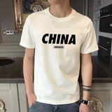 Shawn Yue Summer Cotton Short Sleeve T-shirt White for Men Casual Simple Letter Crew Neck Ins Fashion Brand Hong Kong Style Top Men