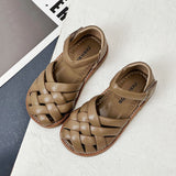 peopleterritory  Summer  New Children's Shoes Girls' Sandals Fashion Closed Toe Shoes Korean Weaving Children's Semi-Sandals