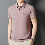 Live Popular Ice Silk Polo Shirt Cool Breathable Short-Sleeved Men's T-shirt Summer Letter Jacquard Thin Men's Wholesale