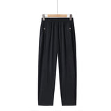 peopleterritory Mom Pants Summer Sky Thin Ice Silk Cropped Pants Middle-Aged and Elderly Women plus-Sized plus Size Loose Grandma Straight-Leg Pants