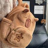 Student Class Schoolbag Capabala Plush Capybara Bag Casual All-Matching Fur Bag Large Capacity Backpack