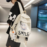 Backpack Wholesale Women's Double Backpack Popular Men's Backpack Letters Solid Color Junior High School High School Student Bag Ins Style Fashion