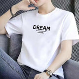 Loose Short Sleeve T-shirt Top Printed round Neck Trend Korean Men's Inner Wear Summer Half Sleeves plus Size Bottoming Shirt