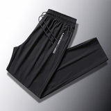 High-End Ice Silk Sports Pants Men's Summer Thin Stretch Breathable Quick-Drying Straight Loose plus Size Running Skinny Trousers