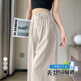 peopleterritory Comfort and Casual  Summer New Tencel Linen Wide-Leg Pants Women's High Waist Cotton and Linen Thin Ice Silk Yamamoto Pants Women